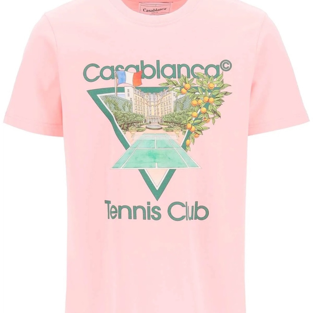 Casablanca Men's Tennis Club Icon Print T-Shirt - Pink